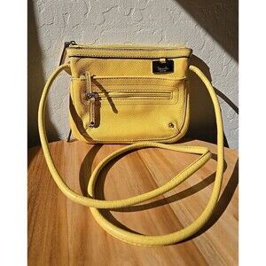 Tignanello Women's Pebbled Leather Crossbody Purse Multi-Pocket Small Mustard